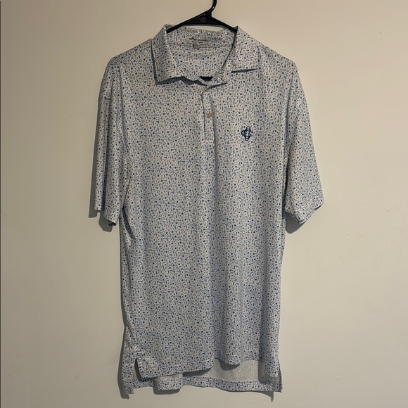 Peter Millar Blue and White Patterned Polo Shirt - Picture 1 of 1